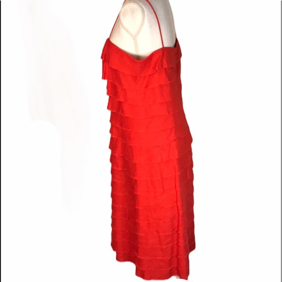 J Crew tiered linen red midi dress EUC - Picture 2 of 6